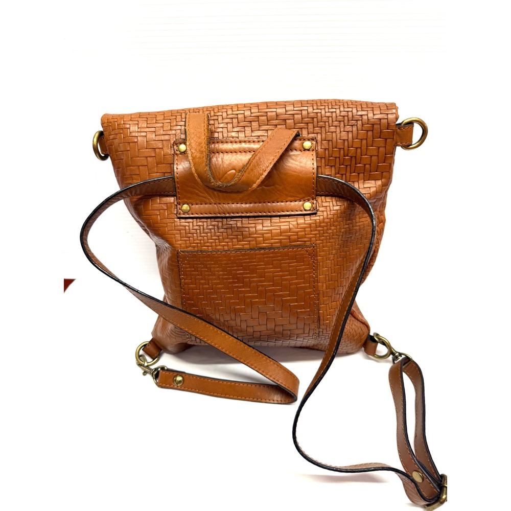 NWOT PATRICIA NASH LUZILLE LEATHER ZIP CONVERTIBLE BACKPACK WOVEN TAN RARE - Picture 7 of 10
